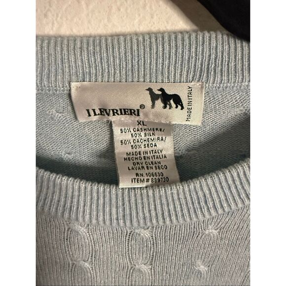 I Levrieri Knit Blue Cashmere Silk Sweater Pullover Made in Italy Men’s Size XL - Picture 2 of 3